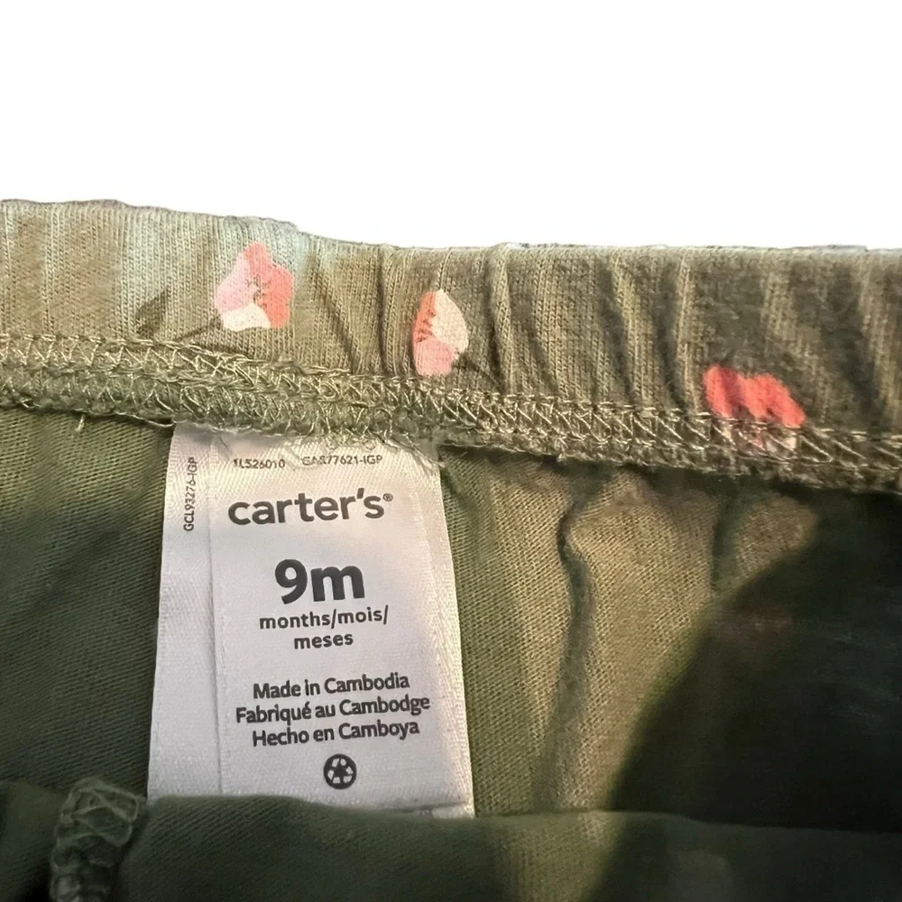 Carters flower pants green 9 months baby